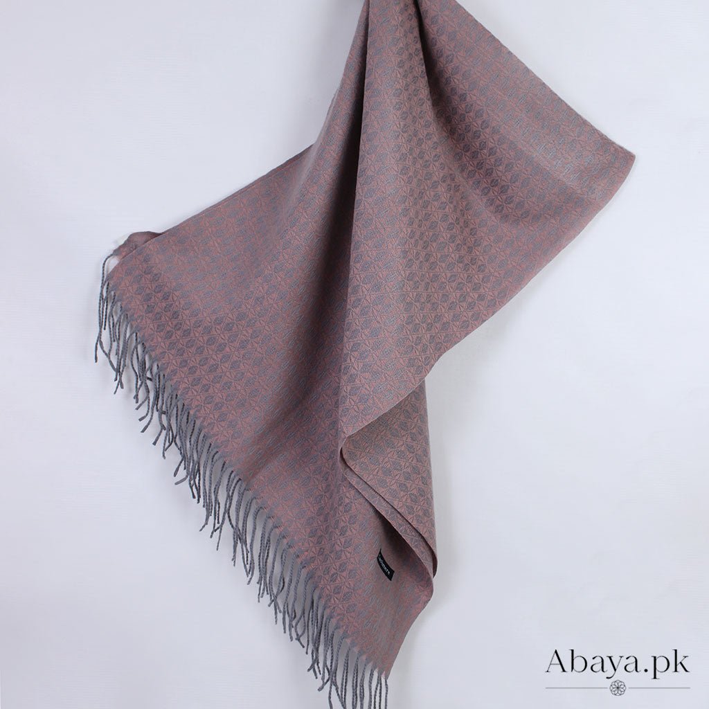 Flower Cashmere Hijab - Pink- Grey