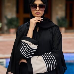 Black Stripes Abaya | Velora