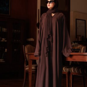 Dark Brown Pintix Stone Abaya