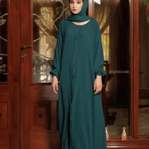 Green Fancy Button Abaya