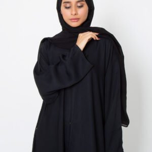 Black Basic Front-Open Abaya