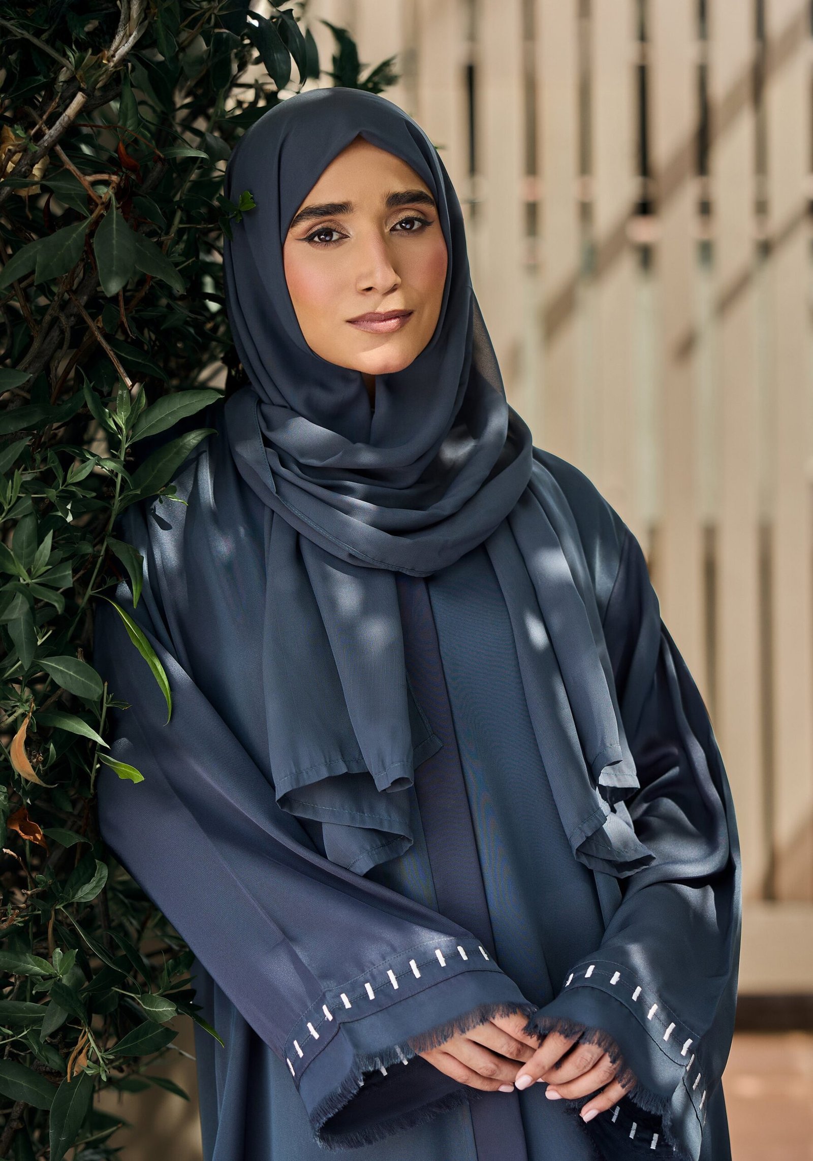 Grey Batek Abaya | Velora