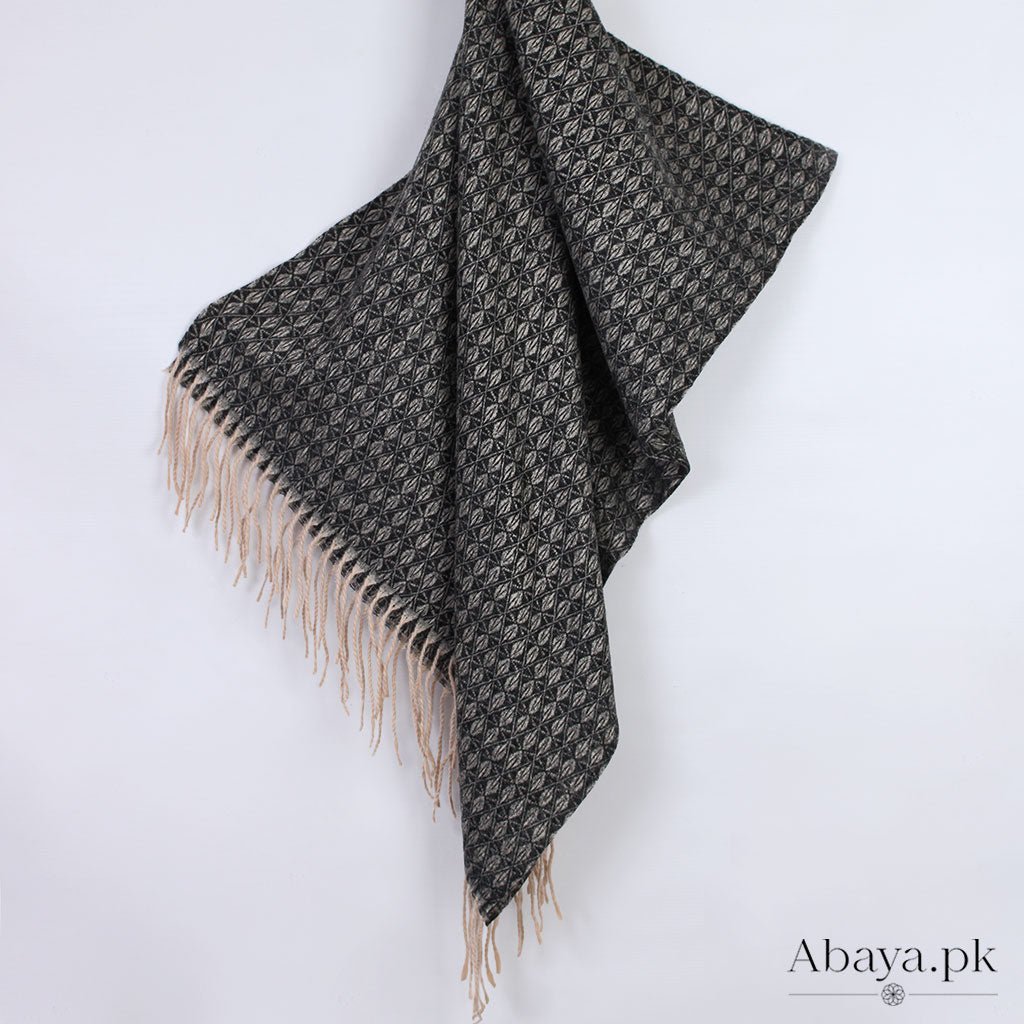 Flower Cashmere Hijab - Black-Fawn