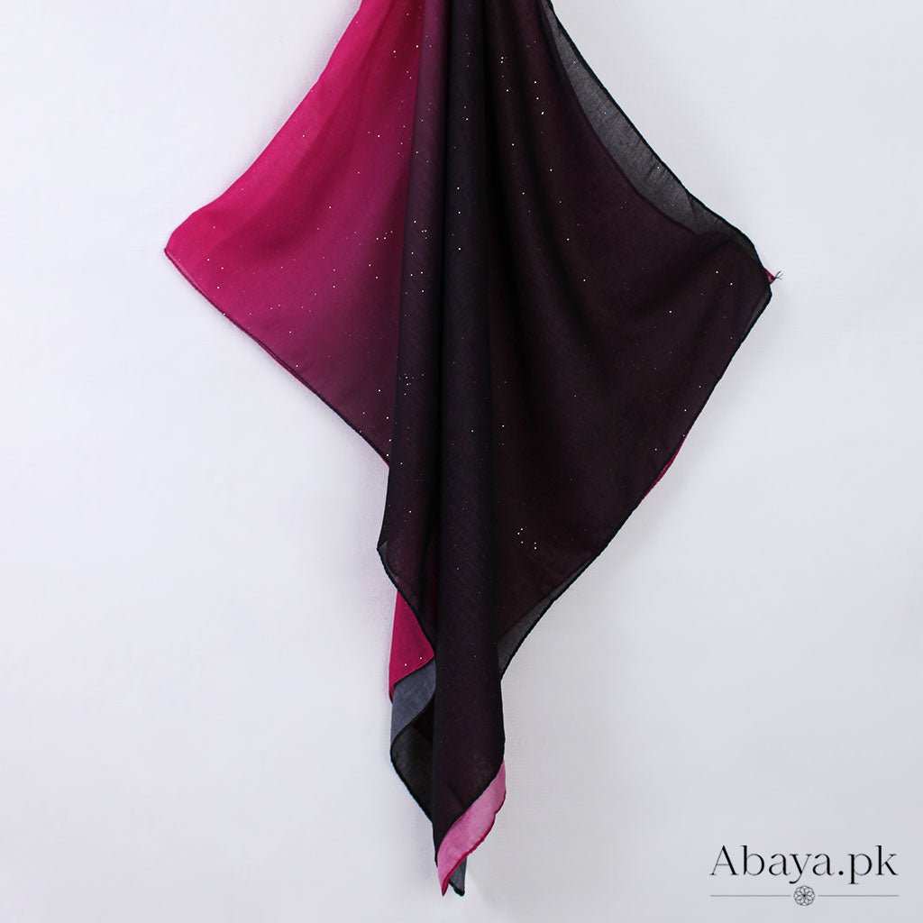 Ombre Lawn Hijab - (Shocking pink and Black)