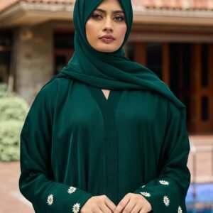 Green Floral Embroidery Abaya | Velora