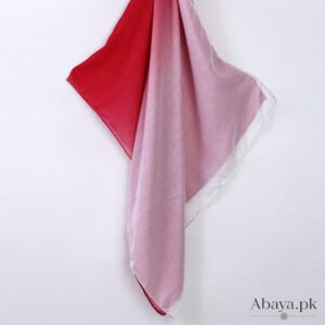 Ombre Lawn Hijab - (Red and Off white)