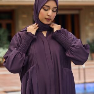 Purple Pleated Abaya | Velora