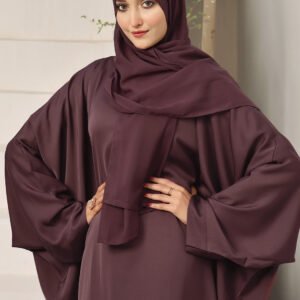 Burgundy Butterfly Gown Abaya