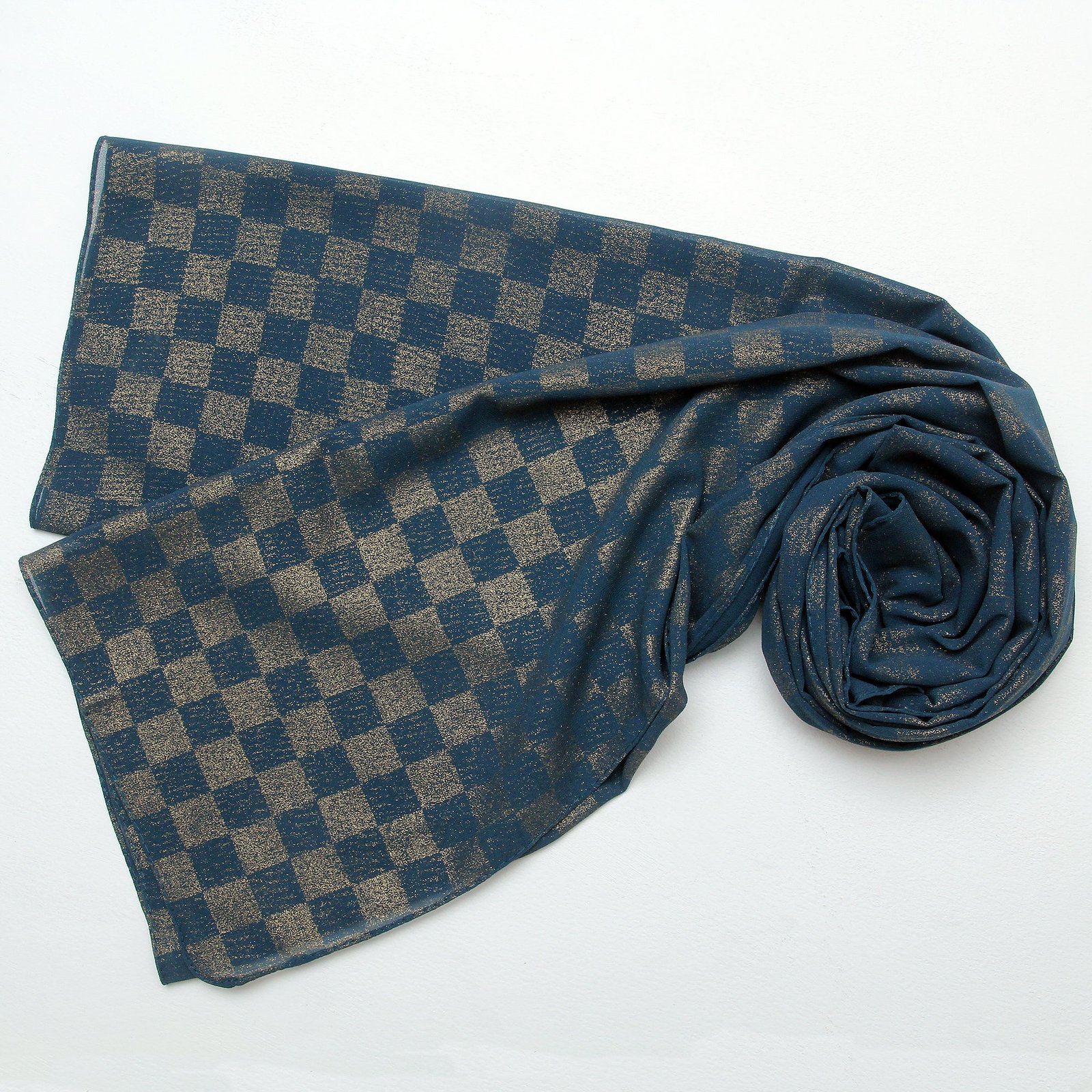 Chiffon Check Foil-Teal