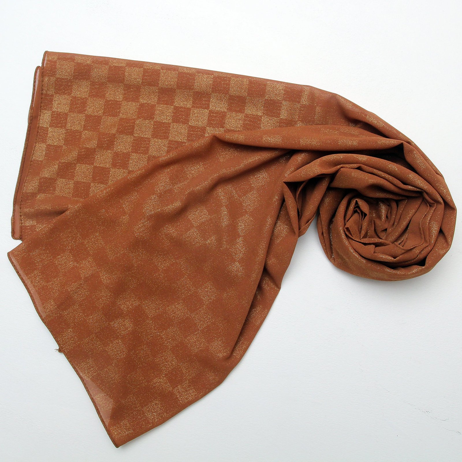 Chiffon Check Foil-Rust