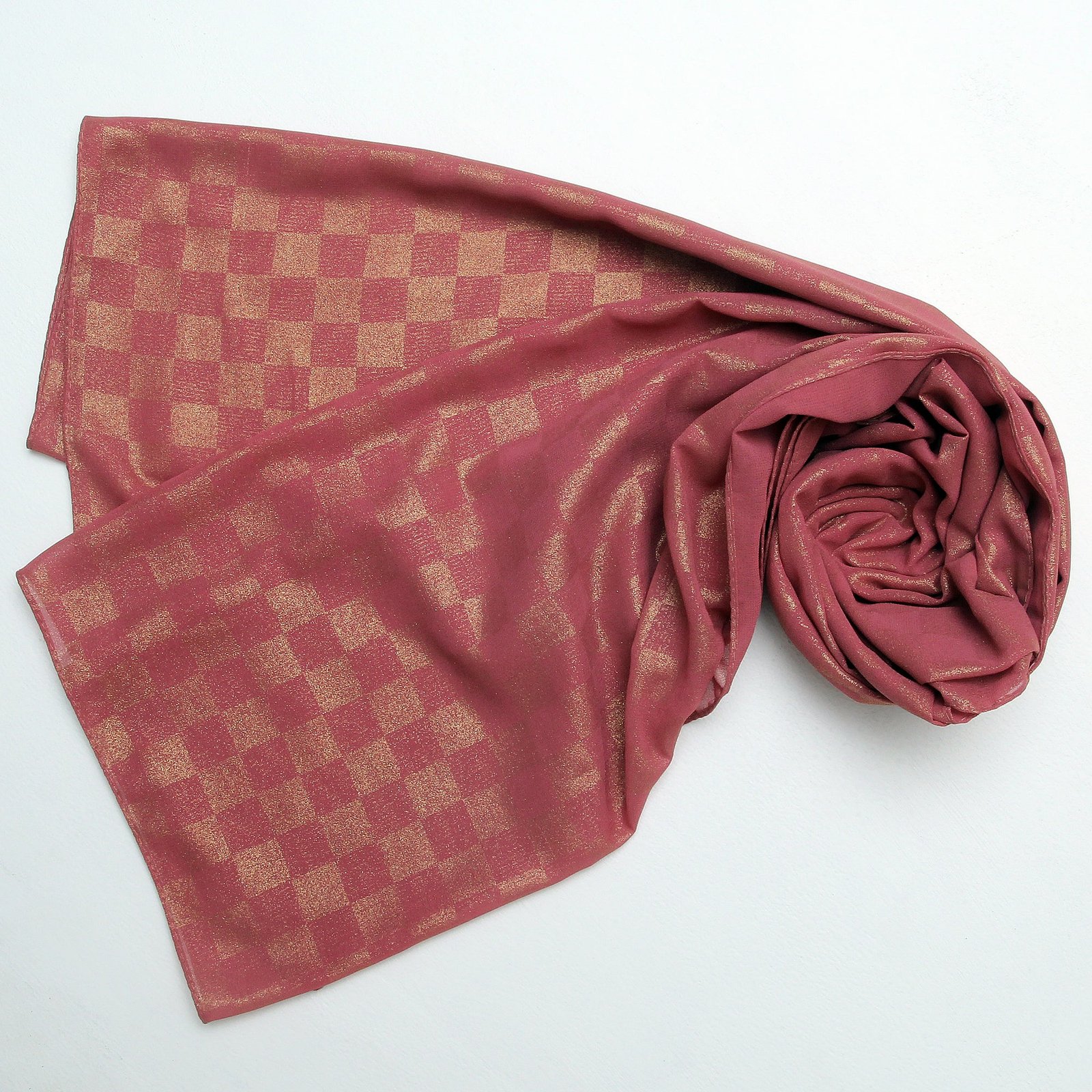 Chiffon Check Foil-Pink