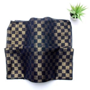 Chiffon Check Foil-Navy Blue