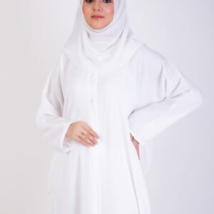 White Basic Front-Open Abaya
