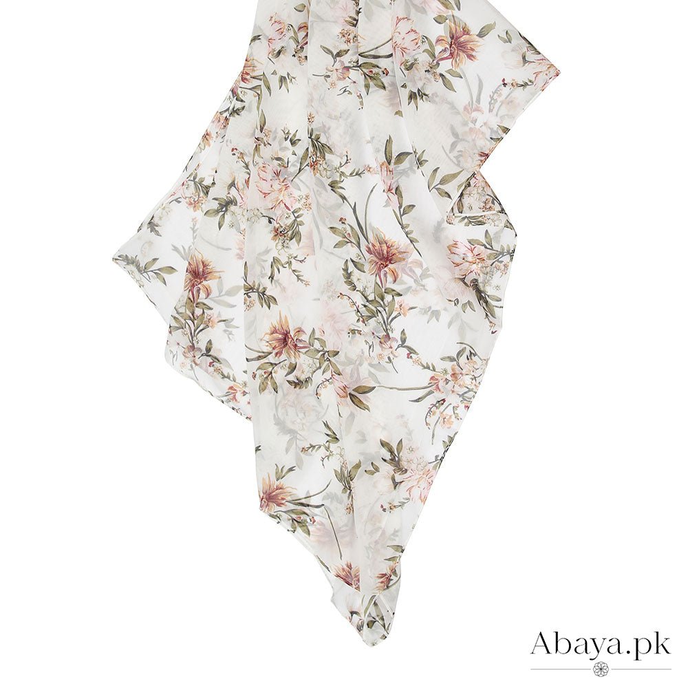 Georgette white pearl Hijab