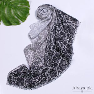 Lawn Printed Hijab Black and Grey