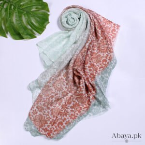 Lawn Printed Hijab Brown and Pista