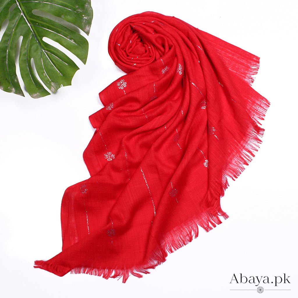 Turkish Foil Hijab Red
